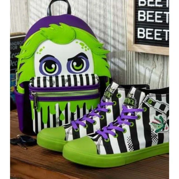 BEETLEJUICE sneakers shoes black and white sandworm striped stripe Tim Burton - Picture 10 of 16